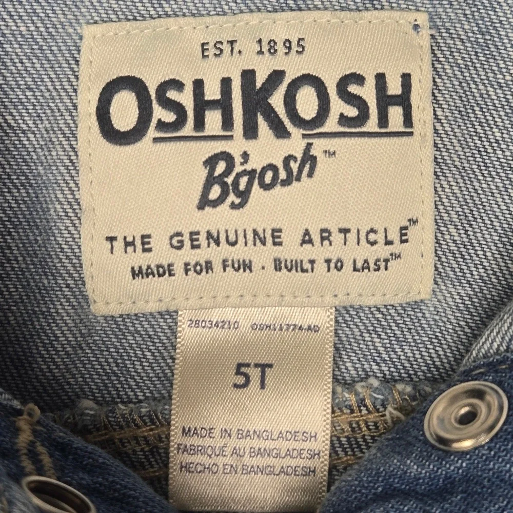 OshKosh Bgosh Kids Denim Trucker Jacket Medium Wash Blue Jean Jacket 5T 28034210